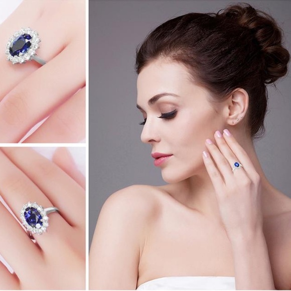 Princess Diana 2.6ct Blue Sapphire Ring - Picture 4 of 5